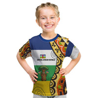 Central African Republic Kid T Shirt with Cartoon Baobab Design and Flag Pattern - Wonder Print Shop