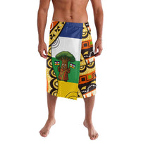 Central African Republic Lavalava with Cartoon Baobab Design and Flag Pattern - Wonder Print Shop