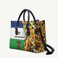 Central African Republic Leather Bag with Cartoon Baobab Design and Flag Pattern - Wonder Print Shop