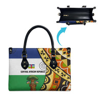 Central African Republic Leather Bag with Cartoon Baobab Design and Flag Pattern - Wonder Print Shop