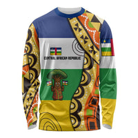 Central African Republic Long Sleeve Shirt with Cartoon Baobab Design and Flag Pattern - Wonder Print Shop