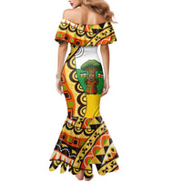 Central African Republic Mermaid Dress with Cartoon Baobab Design and Flag Pattern - Wonder Print Shop