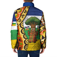 Central African Republic Padded Jacket with Cartoon Baobab Design and Flag Pattern - Wonder Print Shop