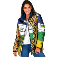 Central African Republic Padded Jacket with Cartoon Baobab Design and Flag Pattern - Wonder Print Shop