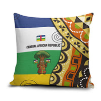 Central African Republic Pillow Cover with Cartoon Baobab Design and Flag Pattern - Wonder Print Shop