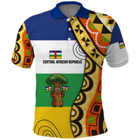 Central African Republic Polo Shirt with Cartoon Baobab Design and Flag Pattern - Wonder Print Shop