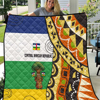 Central African Republic Quilt with Cartoon Baobab Design and Flag Pattern - Wonder Print Shop