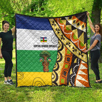 Central African Republic Quilt with Cartoon Baobab Design and Flag Pattern - Wonder Print Shop