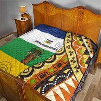 Central African Republic Quilt with Cartoon Baobab Design and Flag Pattern - Wonder Print Shop