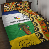 Central African Republic Quilt Bed Set with Cartoon Baobab Design and Flag Pattern - Wonder Print Shop