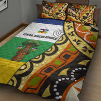 Central African Republic Quilt Bed Set with Cartoon Baobab Design and Flag Pattern - Wonder Print Shop