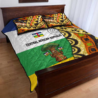 Central African Republic Quilt Bed Set with Cartoon Baobab Design and Flag Pattern - Wonder Print Shop