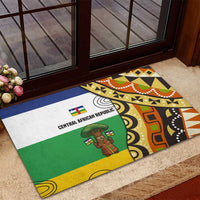 Central African Republic Rubber Doormat with Cartoon Baobab Design and Flag Pattern - Wonder Print Shop