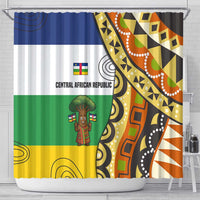 Central African Republic Shower Curtain with Cartoon Baobab Design and Flag Pattern - Wonder Print Shop