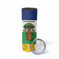 Central African Republic Skinny Tumbler with Cartoon Baobab Design and Flag Pattern - Wonder Print Shop