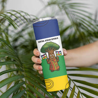 Central African Republic Skinny Tumbler with Cartoon Baobab Design and Flag Pattern - Wonder Print Shop