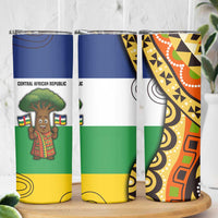 Central African Republic Skinny Tumbler with Cartoon Baobab Design and Flag Pattern - Wonder Print Shop