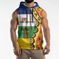 Central African Republic Sleeveless Zip Hoodie with Cartoon Baobab Design and Flag Pattern - Wonder Print Shop