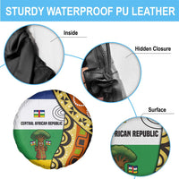 Central African Republic Spare Tire Cover with Cartoon Baobab Design and Flag Pattern - Wonder Print Shop