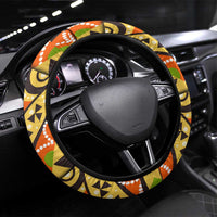 Central African Republic Steering Wheel Cover with Cartoon Baobab Design and Flag Pattern - Wonder Print Shop