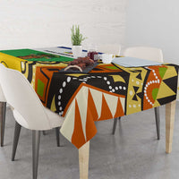 Central African Republic Tablecloth with Cartoon Baobab Design and Flag Pattern - Wonder Print Shop