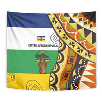 Central African Republic Tapestry with Cartoon Baobab Design and Flag Pattern - Wonder Print Shop
