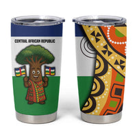 Central African Republic Tumbler Cup with Cartoon Baobab Design and Flag Pattern - Wonder Print Shop