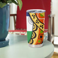 Central African Republic Tumbler Cup with Cartoon Baobab Design and Flag Pattern - Wonder Print Shop