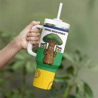 Central African Republic Tumbler With Handle with Cartoon Baobab Design and Flag Pattern - Wonder Print Shop