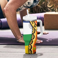 Central African Republic Tumbler With Handle with Cartoon Baobab Design and Flag Pattern - Wonder Print Shop