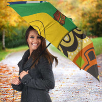 Central African Republic Umbrella with Cartoon Baobab Design and Flag Pattern - Wonder Print Shop