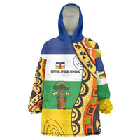 Central African Republic Wearable Blanket Hoodie with Cartoon Baobab Design and Flag Pattern - Wonder Print Shop