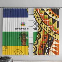 Central African Republic Window Curtain with Cartoon Baobab Design and Flag Pattern - Wonder Print Shop