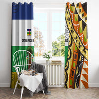 Central African Republic Window Curtain with Cartoon Baobab Design and Flag Pattern - Wonder Print Shop