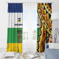 Central African Republic Window Curtain with Cartoon Baobab Design and Flag Pattern - Wonder Print Shop