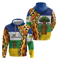 Central African Republic Zip Hoodie with Cartoon Baobab Design and Flag Pattern - Wonder Print Shop