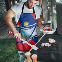 Liechtenstein Apron with Red Blue Mountain Landscape Design and Crown Emblem - Wonder Print Shop