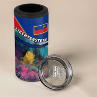 Liechtenstein 4 in 1 Can Cooler Tumbler with Red Blue Mountain Landscape Design and Crown Emblem - Wonder Print Shop