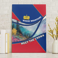 Liechtenstein Canvas Wall Art with Red Blue Mountain Landscape Design and Crown Emblem - Wonder Print Shop