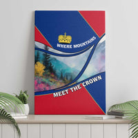 Liechtenstein Canvas Wall Art with Red Blue Mountain Landscape Design and Crown Emblem - Wonder Print Shop