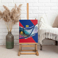 Liechtenstein Canvas Wall Art with Red Blue Mountain Landscape Design and Crown Emblem - Wonder Print Shop