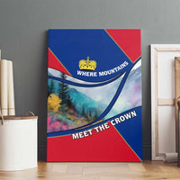 Liechtenstein Canvas Wall Art with Red Blue Mountain Landscape Design and Crown Emblem - Wonder Print Shop