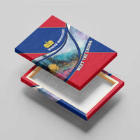 Liechtenstein Canvas Wall Art with Red Blue Mountain Landscape Design and Crown Emblem - Wonder Print Shop