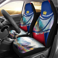 Liechtenstein Car Seat Cover with Red Blue Mountain Landscape Design and Crown Emblem - Wonder Print Shop