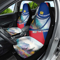 Liechtenstein Car Seat Cover with Red Blue Mountain Landscape Design and Crown Emblem - Wonder Print Shop
