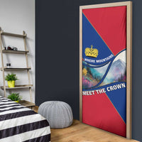 Liechtenstein Door Cover with Red Blue Mountain Landscape Design and Crown Emblem - Wonder Print Shop