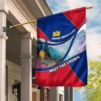 Liechtenstein Garden Flag with Red Blue Mountain Landscape Design and Crown Emblem - Wonder Print Shop
