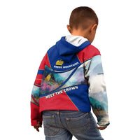 Liechtenstein Kid Hoodie with Red Blue Mountain Landscape Design and Crown Emblem - Wonder Print Shop
