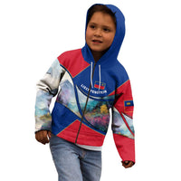 Liechtenstein Kid Hoodie with Red Blue Mountain Landscape Design and Crown Emblem - Wonder Print Shop