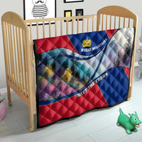 Liechtenstein Quilt with Red Blue Mountain Landscape Design and Crown Emblem - Wonder Print Shop